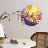 Vogels - Bloemen - Roze Wandcirkel plexiglas klein -sfeer4