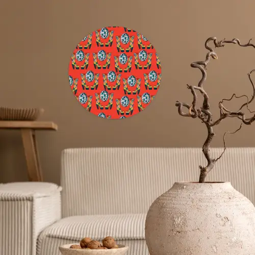 Rood - Disco - Patroon Wandcirkel behangsticker klein 186 -sfeer1
