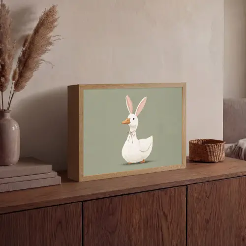 Eend - Konijnoren - Grijs Light Box met batterij (Wandlamp) middel -sfeer2