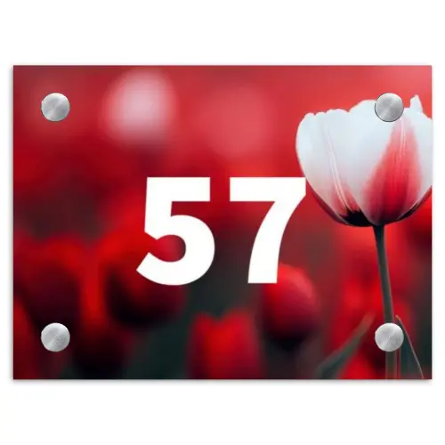 Rode tulpen - Traditioneel Naambord Rechthoek middel -3d