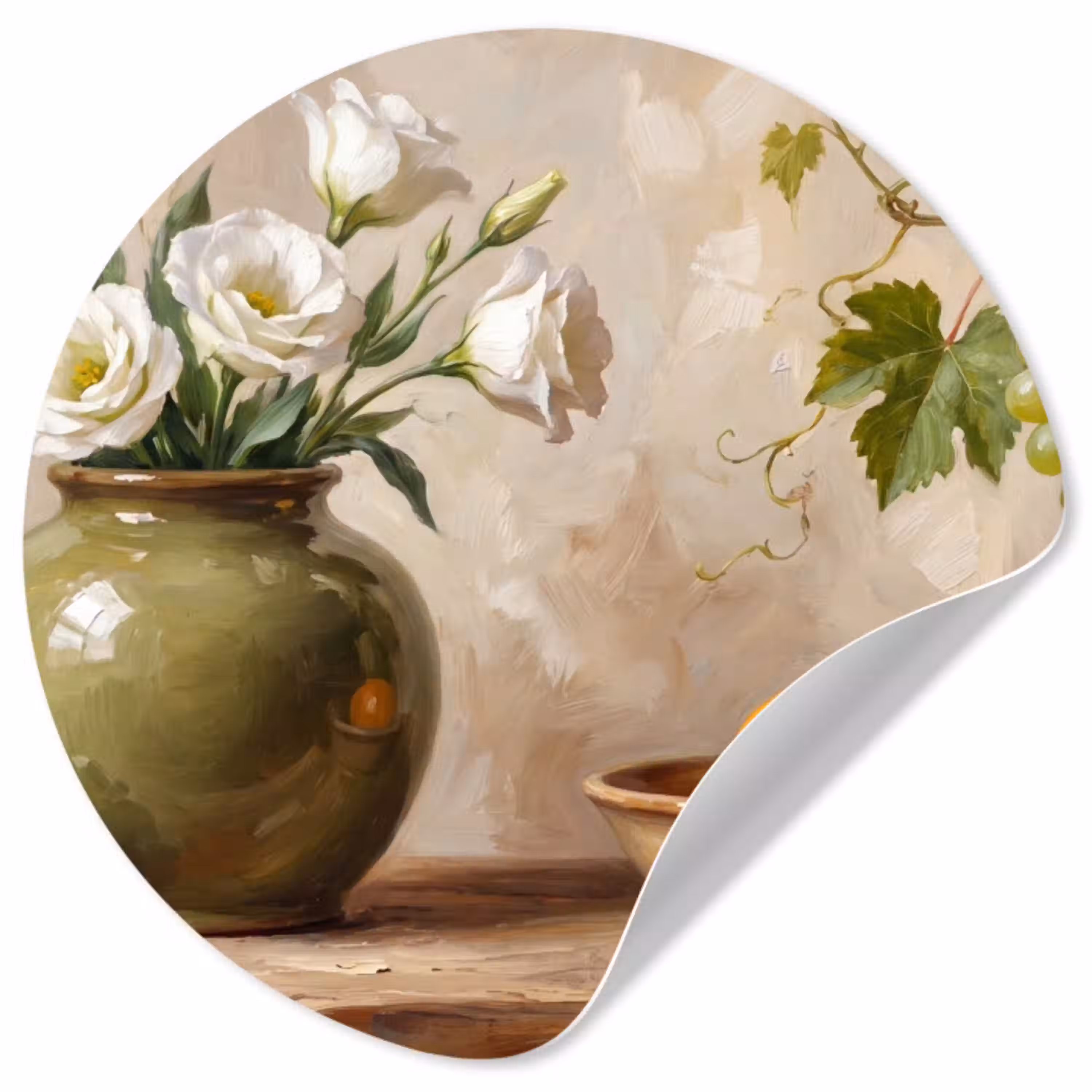 Bloemen - Fruit - Stilleven Wandcirkel behangsticker klein -3d