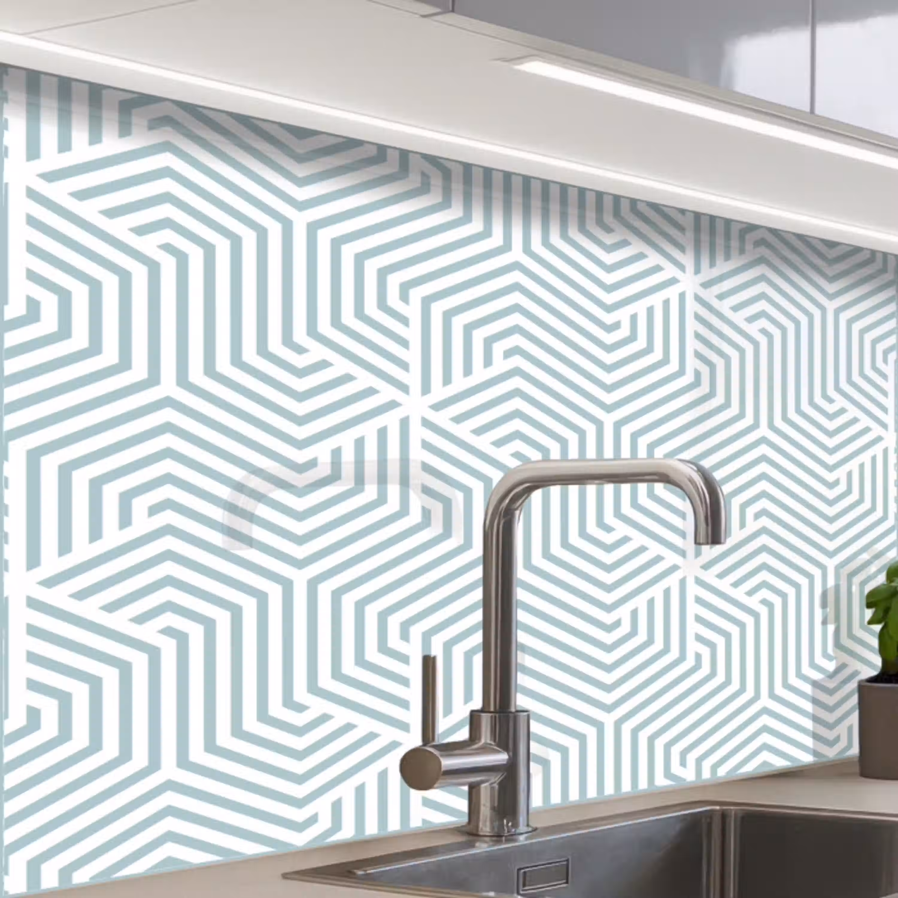 Geometrie - Lijn - Groen - Patroon keuken achterwand 2 middel 865 -zzzz3d_schuin