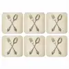 Beige - Vintage - Bestek onderzetter kurk middel -3d