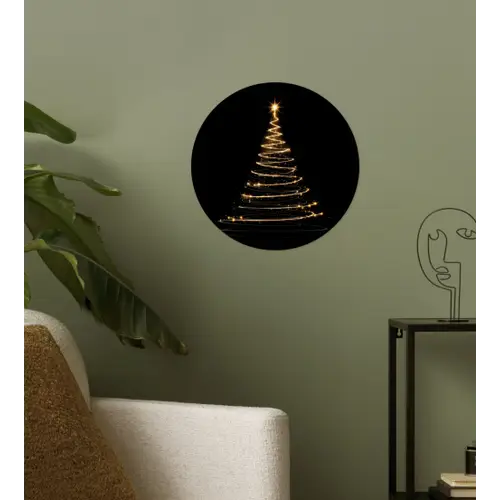 Magisch - Kerstboom - Lichtspiralen - Zwart Wandcirkel behangsticker klein -sfeer2
