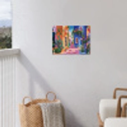Geel - Blauw - Oranje - Huis tuinposter los doek klein -sfeer8