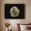 Cupcake - Eten - Goud - Zwart Textielframe zwart klein -sfeer1