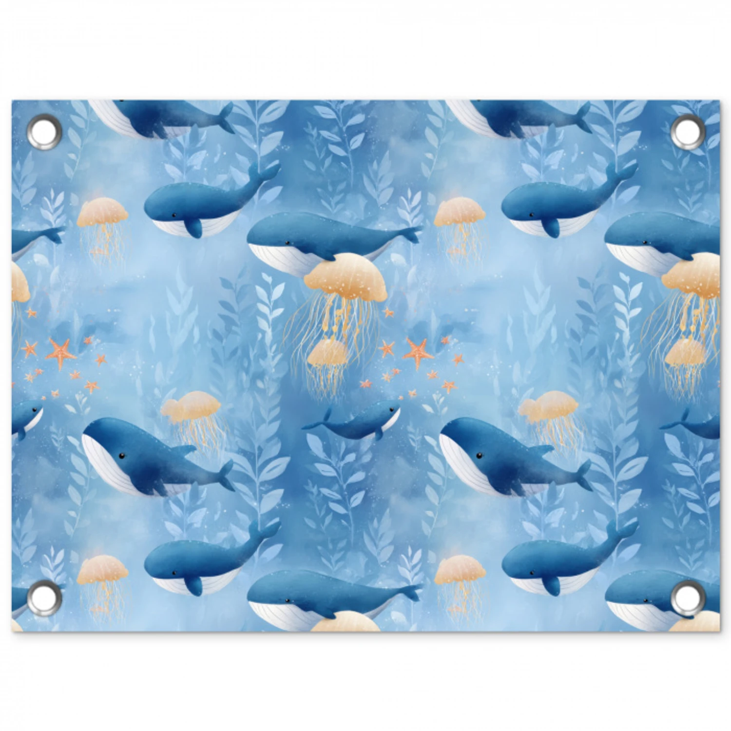 Walvissen - Oceaan - Blauw tuinposter los doek klein 239 -3d