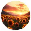 Zonnebloemen - Zonsondergang - Landschap Wandcirkel plexiglas klein -3d