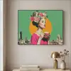 Retro - Vrouw - Stad - Zon Textielframe - compleet frame klein -sfeer2