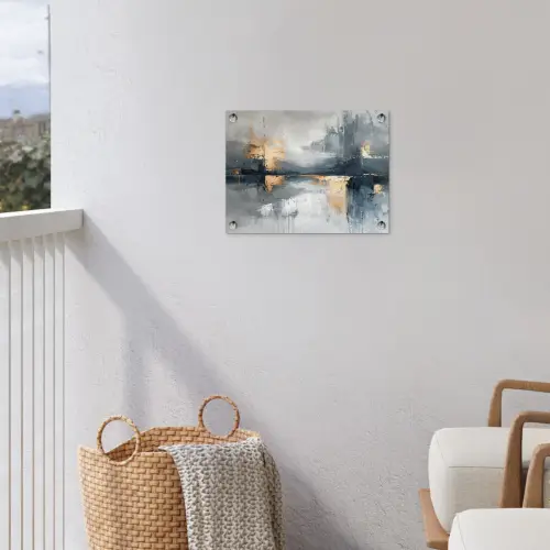 Kunst - Grijs - Goud - Abstract tuinposter los doek klein -sfeer8