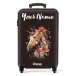 Eenhoorn en Bloemen op Zwarte Achtergrond NBS - Handbagage koffer - Kinderen Unisex middel -productfoto_recht