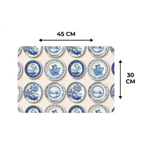Borden - Bomen - Planten - Blauw Placemat vinyl groot 368 -specs