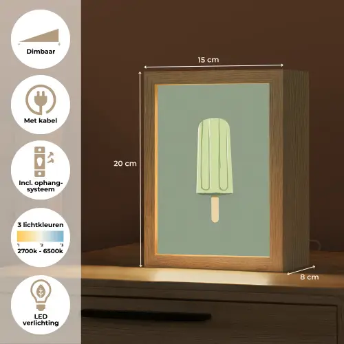Groen - Waterijsje - Stokje - Illustratie Light Box met kabel (Tafellamp) klein -USP_NL