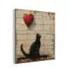 Street art - Kat - Ballon - Graffiti - Banksy aluminium wit klein -3d