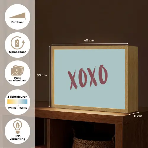 XOXO - Blauw - Rood Light Box met batterij (Wandlamp) middel -USP_websiteoverzichtNL
