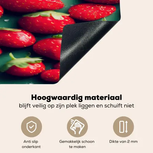 Aardbeien - Rood - Groen - Kroontjes Inductie beschemer met haakjes klein 777 -ky-onderkant-nl