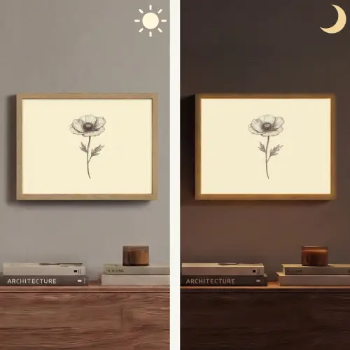 Klaproos - Illustratie - Zwart Light Box met batterij (Wandlamp) middel -sfeer3
