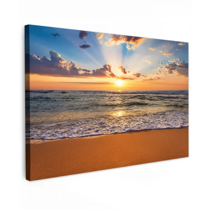 Strand - Zonsondergang - Zee - Wolken - Horizon canvas 2cm klein -z3d