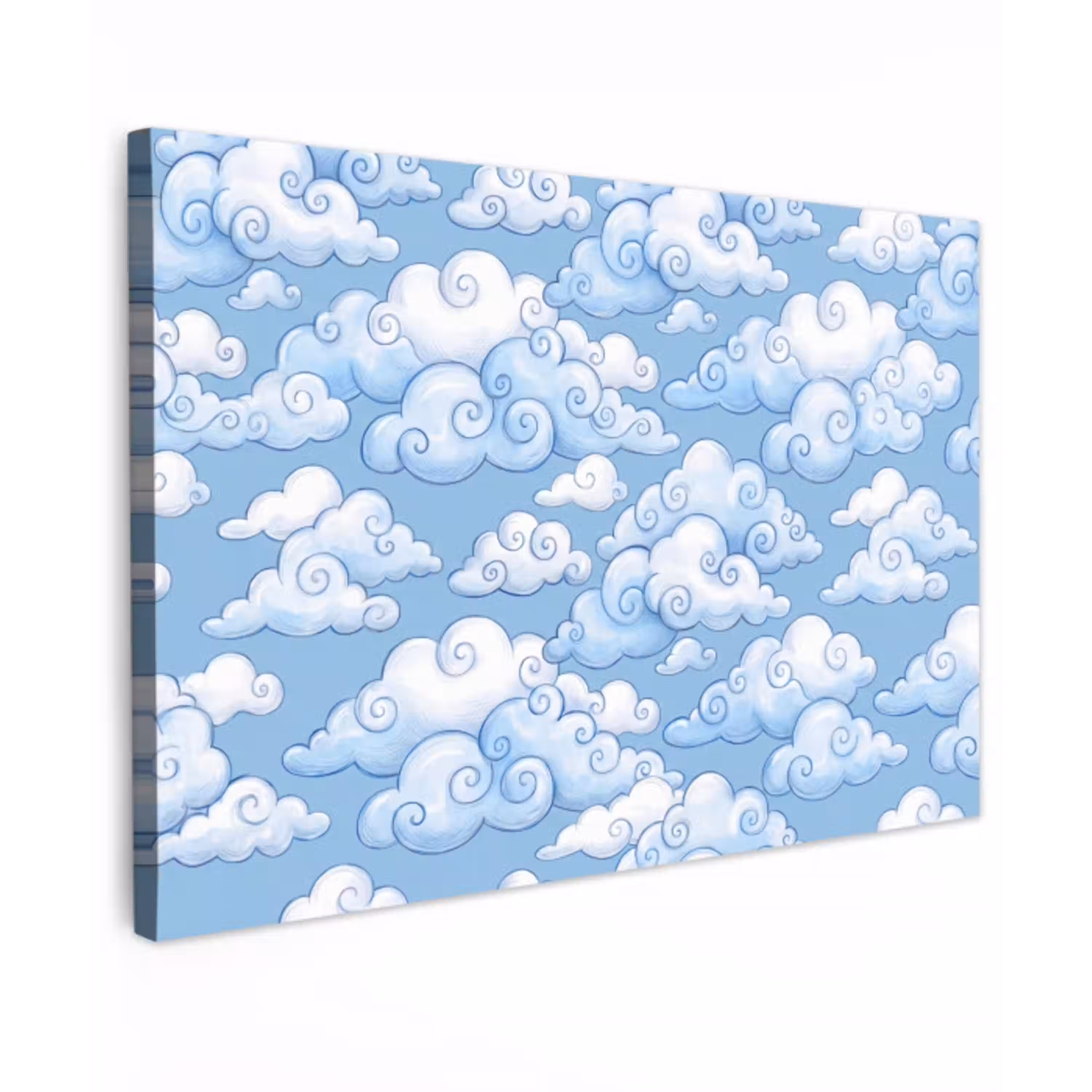 Wolken - Patroon - Hemel - Illustratie - Wit Tuinposter op houten frame 2 cm dik klein -3d