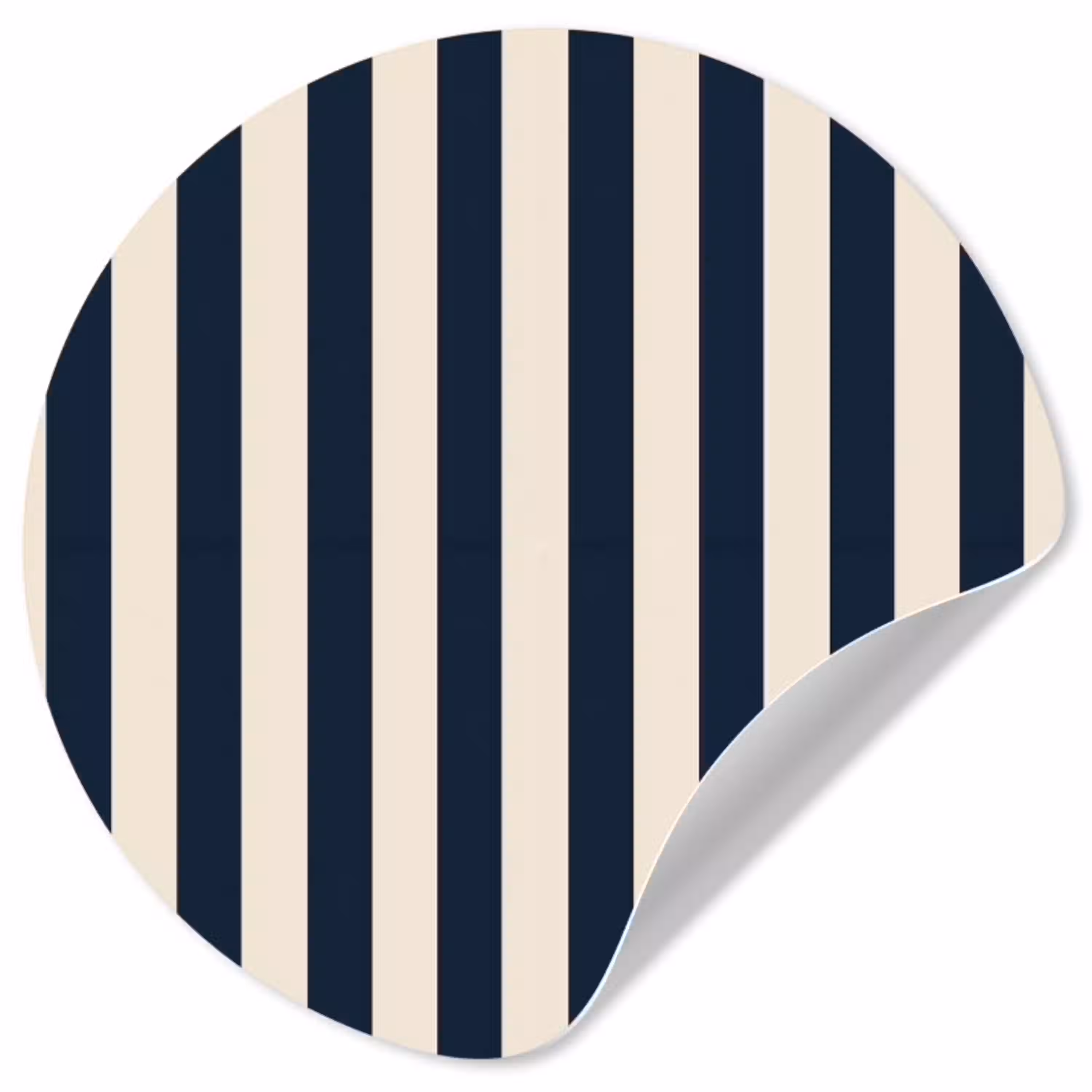 Verticale strepen - Blauw - Crème Wandcirkel behangsticker klein 186 -3d