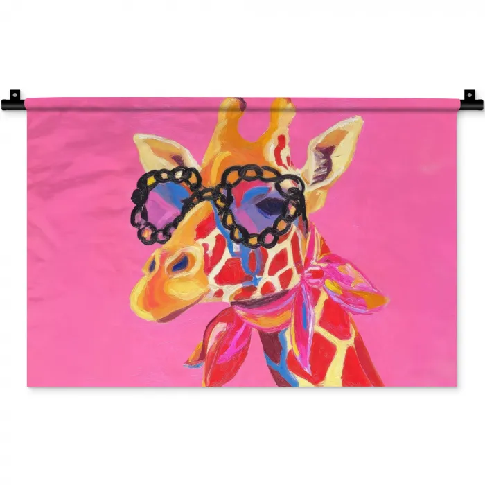 Giraf - Roze - Bril - Sjaal Wandkleed katoen klein -zz3d