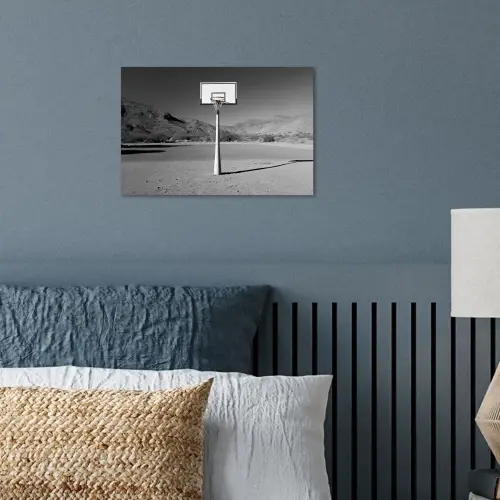 Basketbalpaal - Landschap - Zand - Wit poster papier klein -sfeer2