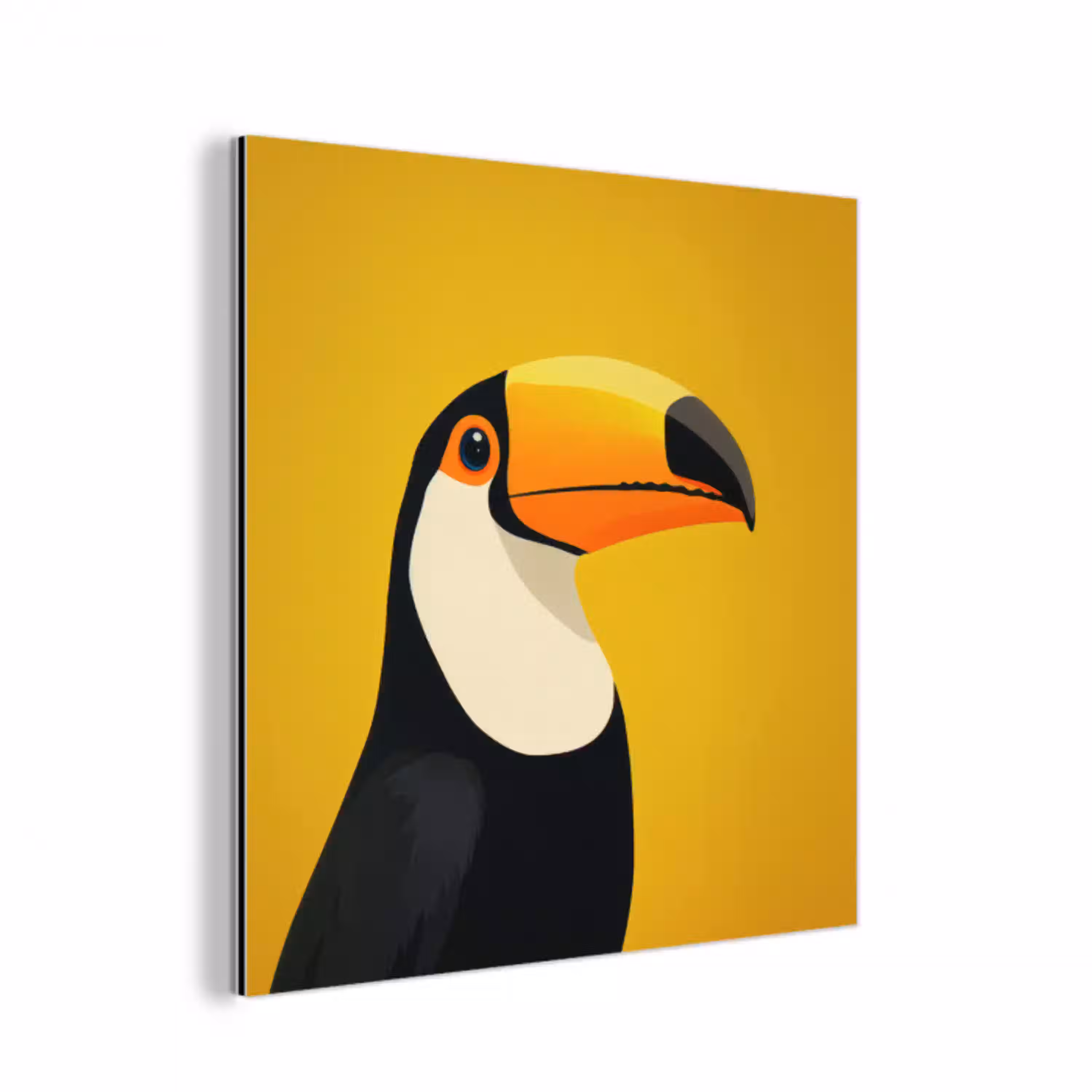 Toekan - Minimalistisch - Snavel - Oranje aluminium wit klein -3d