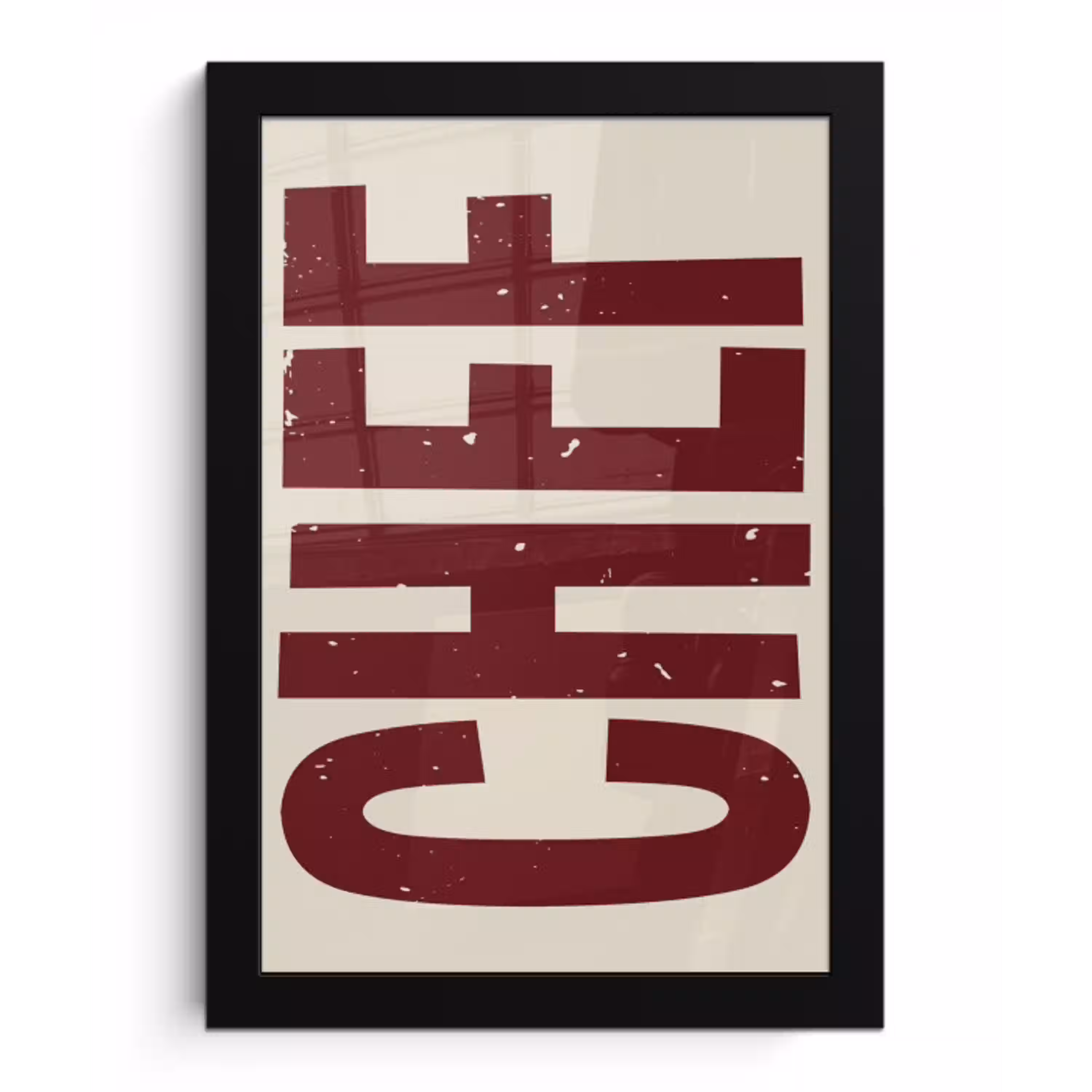 Chef - Rood - Japandi - Vintage fotolijst zwart zonder passe partout klein -3d