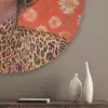 Vrouw - Kleurrijk - Dierenprint - Bloemen Akoestische PET Vilt - Rond klein -sfeer5_closeup