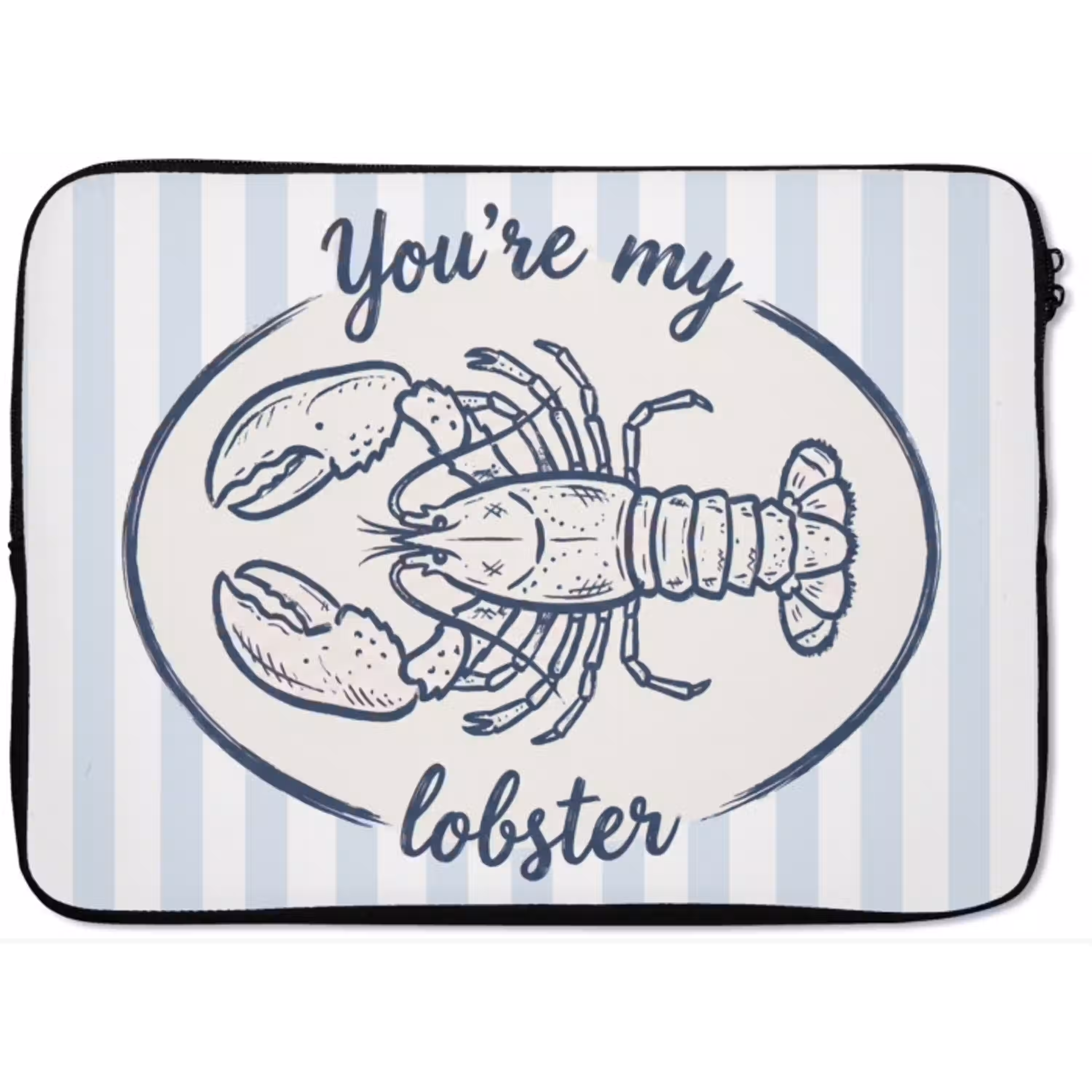 Kreeft - Illustratie - Liefde - Blauw - Decoratie laptophoes neopreen klein -zkaufland3dotto