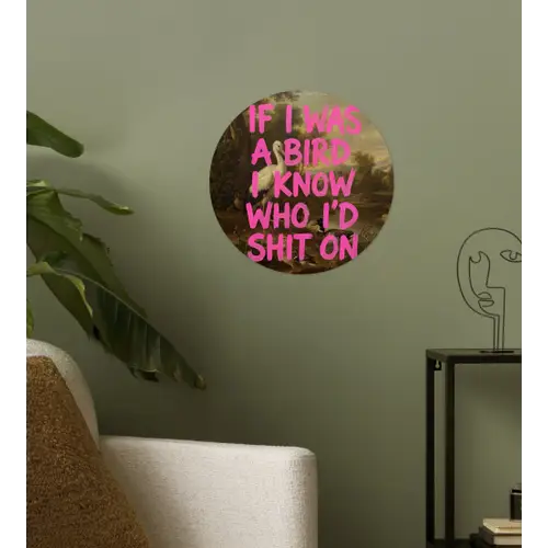 Klassiek - Humor - Roze Wandcirkel behangsticker klein -sfeer2