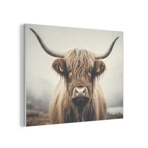 Schotse hooglander - Hoorns - Landschap PET vilt klein -3d