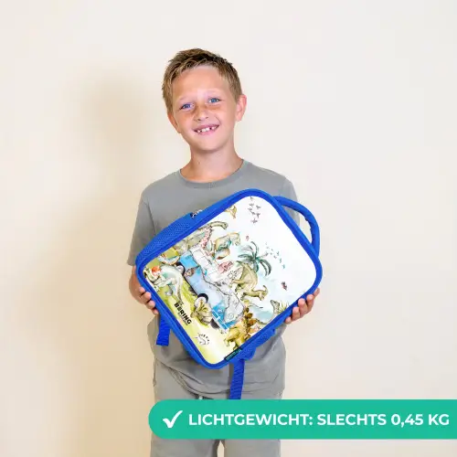 Busje met dino's Kinderrugzak - Blauw middel -sfeer1_NL