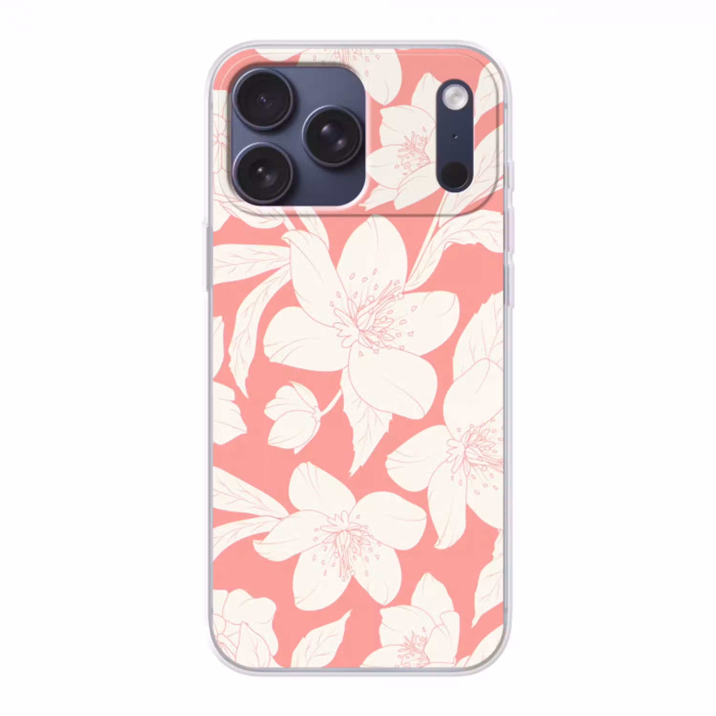 Bloemen - Patroon - Roze - Wit Telefoonhoesje iPhone 17 Pro Max klein -3d