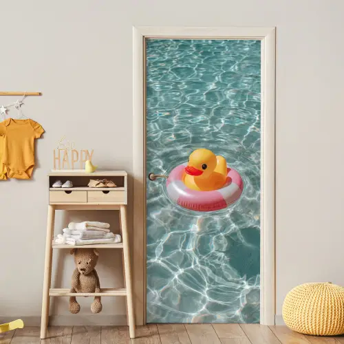 Badeend - Zwemband - Geel deurposter klein -sfeer4