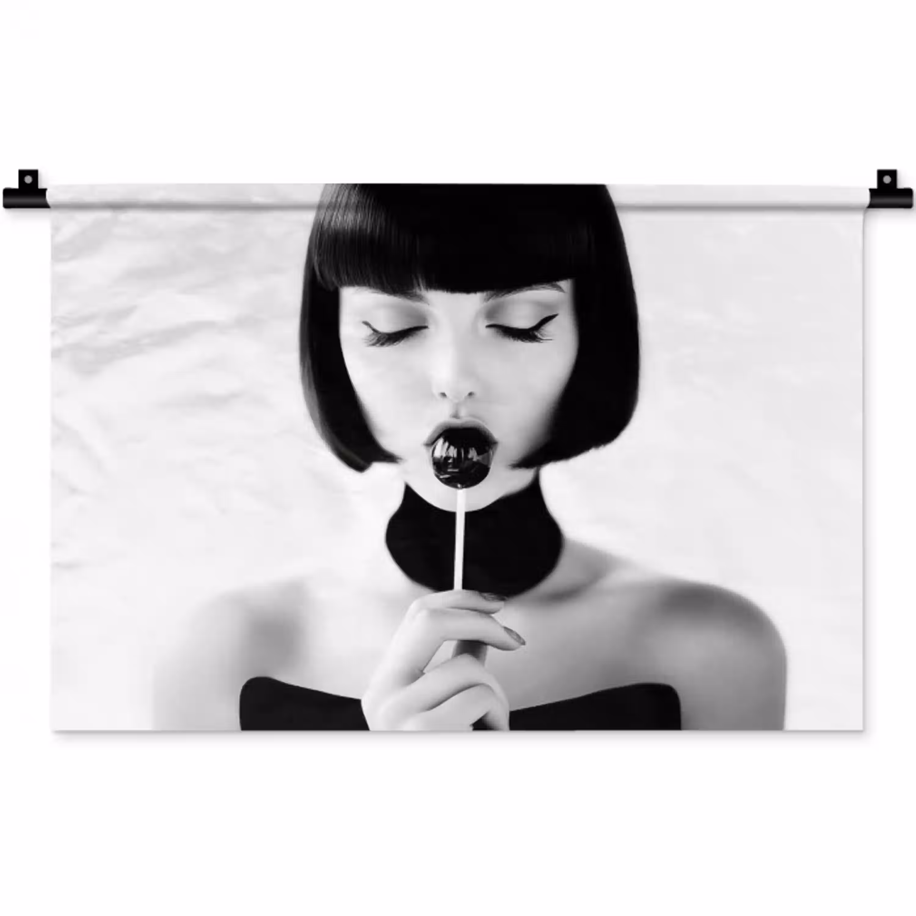 Vrouw - Lolly - Zwart - Wit Wandkleed katoen klein -zz3d