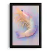 Garnaal - Subtiele structuur - Blauw - Roze fotolijst zwart zonder passe partout klein -3d