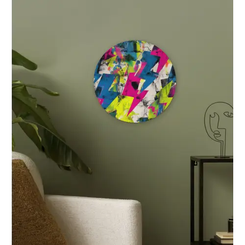 Bliksemschichten - Patroon - Marmer - Kleuren Wandcirkel kunststof plaat 5mm dik klein -sfeer3