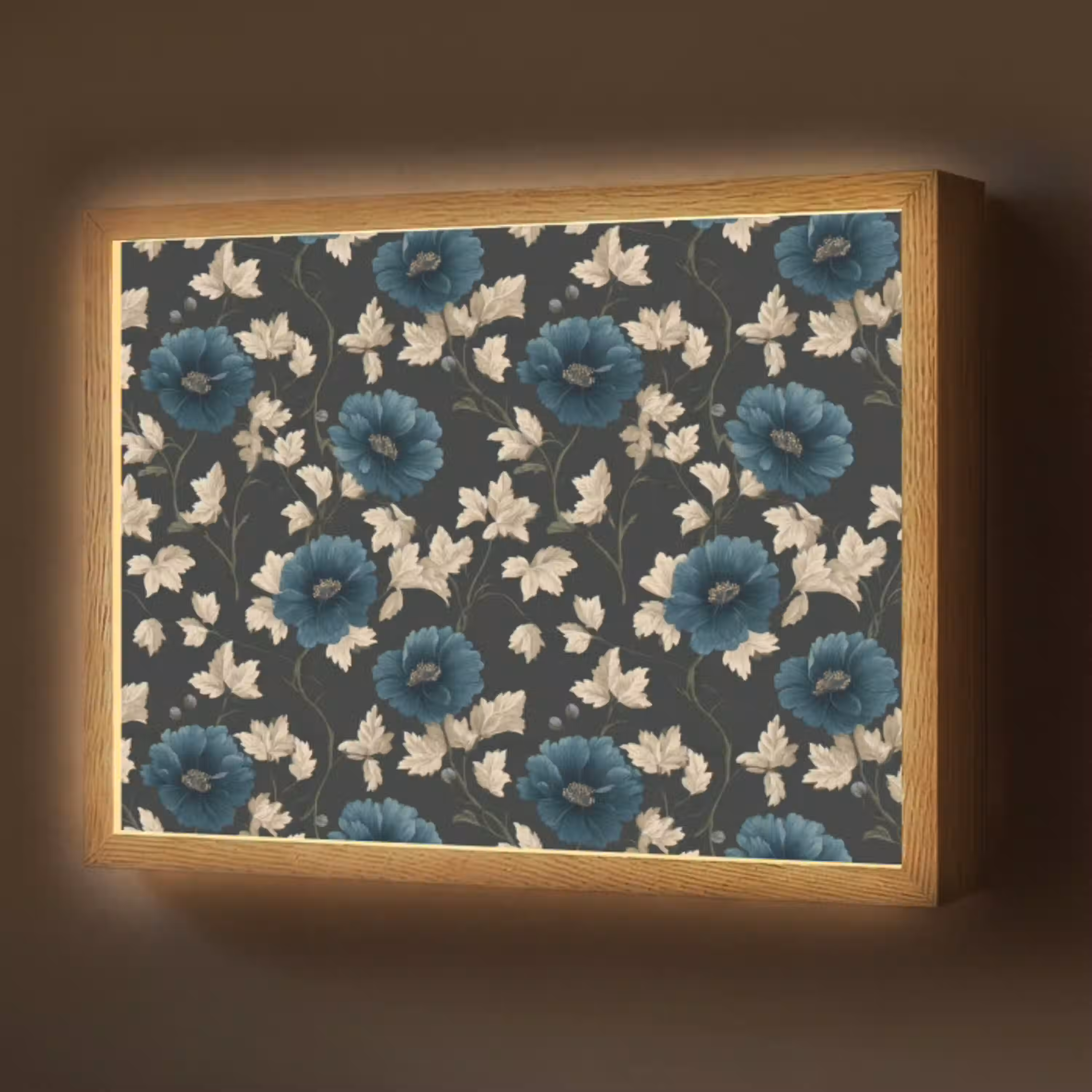 Botanisch - Bloemen - Blauw Light Box met batterij (Wandlamp) middel 907 -z3d_website