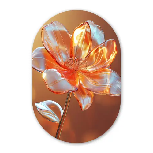 Glazen - Bloem - Zonlicht Wandcirkel Ovaal Forex klein -3d