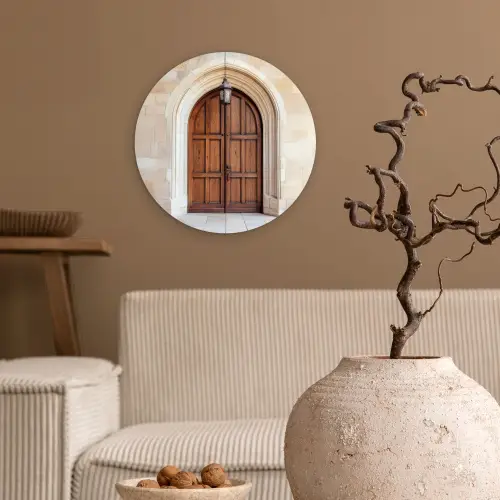Houten - Deur - Lantaarn Wandcirkel kunststof plaat 5mm dik klein -sfeer1