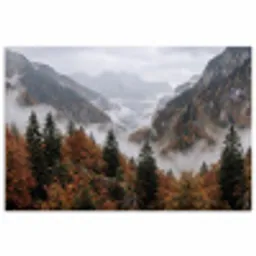 Bergen - Vallei - Mist - Herfst - Natuur poster papier klein -3d