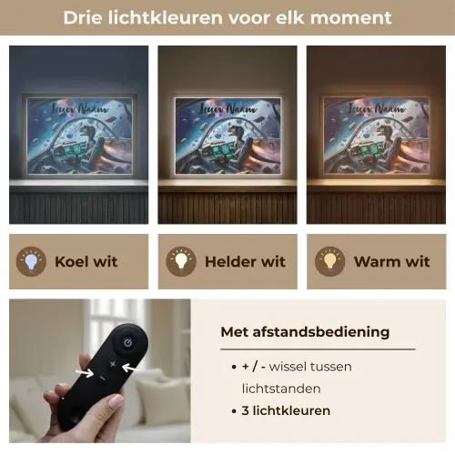 Dino - Ruimte - Jongens Light Box met batterij (Wandlamp kind) middel -USP_lichtkleurNL