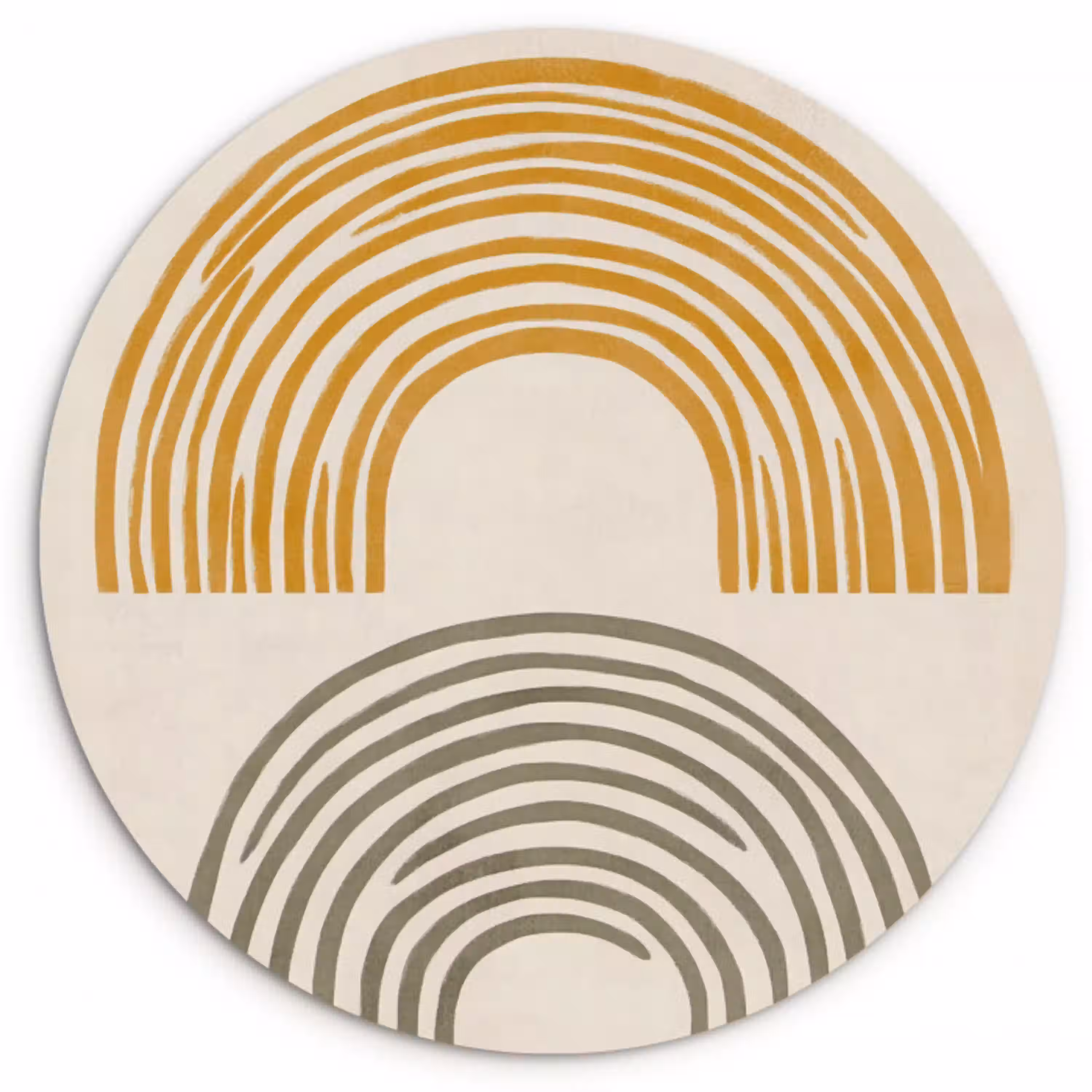 Bogen - Lijnen - Oranje - Minimalistisch Wandcirkel kunststof plaat 5mm dik klein -3d