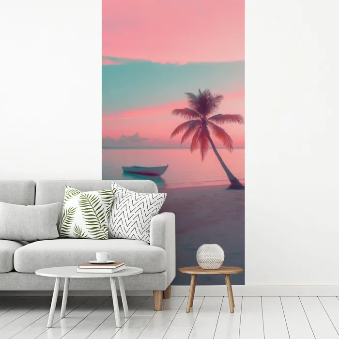 Zee - Boot - Zonsondergang fotobehang vinyl groot -woonkamer