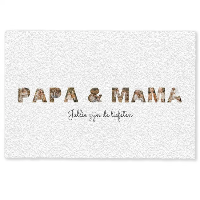 Gepersonaliseerde deurmat Papa & Mama - Lettercollage