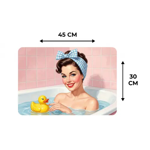 Badkamer - Eend - Blauw Placemat vinyl groot -specs