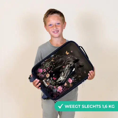 Zwart paard in bloei Kinderkoffer - Zwart klein -sfeer4_NL