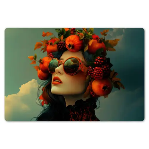 Vrouw - Granaatappel - Herfst - Zonnebril Placemat vinyl groot -zzsfeer1_Kitchenyeah-website