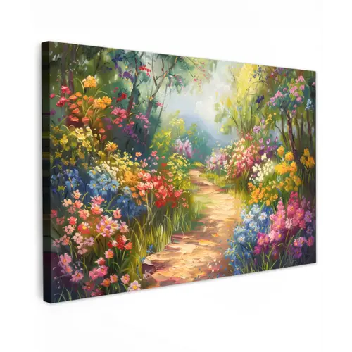 Natuur - Landschap - Bloemen - Kleurrijk Tuinposter op houten frame 2 cm dik klein -3d